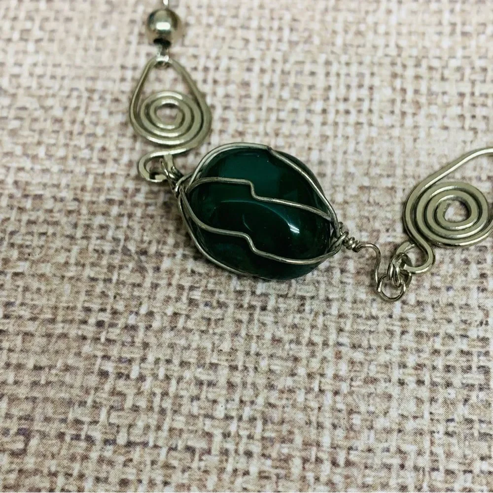 Silver Wire Wrapped Aventurine Bracelet‎